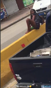 Lady Publicly Masturbating With A Beer Bottle In The Middle Of A Busy Road video